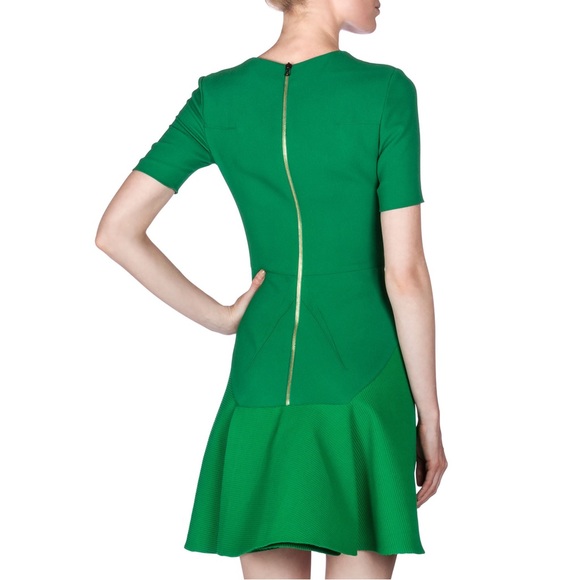 Roland Mouret Redworth Kelly Green Flouce Dress - Picture 2 of 16